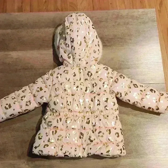 Carter's Fleece Lined Hooded Puffer Coat Pink Cheetah Print NWOT - Picture 6 of 6